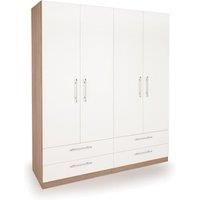 Hyde 4 Door 4 Drawer Wardrobe White/Brown