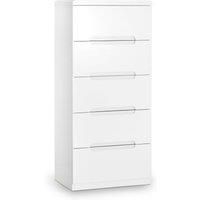 Manhattan White Narrow 5 Drawer Chest White