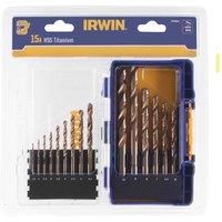 Irwin IW3038501 HSS Titanium Metal Drill Bit Set, 15pc