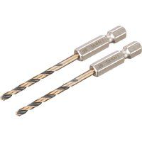 Dewalt Black and Gold Hex Impact HSS Drill Bit 3mm Pack of 2