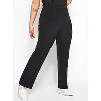 Yours Curve Pull On Ribbed Bootcut Stretch Trousers - Women/'s - Plus Size Curve Black