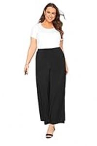 Yours Curve Super Wide Leg Stretch Palazzo Trousers - Women/'s - Plus Size Curve Black
