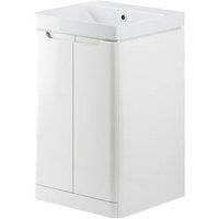 Floorstanding Vanity Unit & Basin Gloss White 500mm x 460mm x 840mm (420PJ)