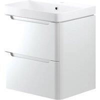 Wall-Hung Vanity Unit & Basin White Gloss 605 x 460 x 662mm (376PJ)