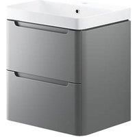 Wall-Hung Vanity Unit & Basin Grey Matt 605 x 460 x 662mm (261PJ)