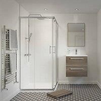 Framed Square Shower Enclosure Left & Right-Hand Opening Polished Silver-Effect /Clear 760mm x 760mm x 1850mm (453PJ)