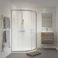 Framed Offset Quadrant Shower Enclosure Left & Right-Hand Opening Polished Silver-Effect/Clear 900 x 760 x 1850mm (641PJ)