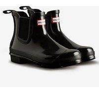 Hunter Women's Chelsea Gloss Boat Shoe, Black, 9 UK