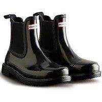 Hunter Womens Commando Chelsea Gloss Black Chelsea Boots 10 Medium (B,M) 7669