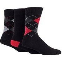 3 Pair Black 2 Classic Bamboo Argyle Socks Men's 7-11 Mens - Glenmuir