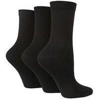 SockShop TORE Ladies 100% Recycled Plain Cotton Socks Pack of 3 Black 4-8