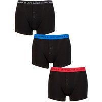 Mens 3 Pack Jeff Banks Marlow Buttoned Boxer Shorts Black Red / Blue / Black S