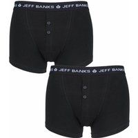 Mens 2 Pack Jeff Banks Plymouth Button Cotton Boxer Shorts Black XXL