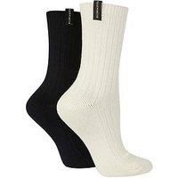Women's 2 Pair Glenmuir Light Cushioned Bamboo Boot Socks Snow / Navy UK 4-8