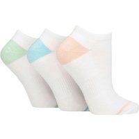 Women's 3 Pair Glenmuir Cushion Bamboo Sports Trainer Socks White Pink / Sage 4-8