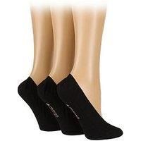Women's 3 Pair Caroline Gardner Plain Cotton No-Show Shoe Liner Socks Black 4-8