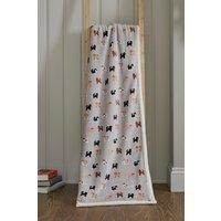 Deyongs Doodle Dog Sherpa Reverse Supersoft Throw in Grey with Cute Dogs Repeated Design140cm x 180cm
