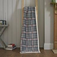 Jansons Direct Linens Sherpa Reverse Thomson Check Ultra Plush Warm Blanket Throw in Grey125cm x 250cm
