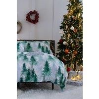 Deyongs Christmas Tree Duvet Set Single Size Green Cotton - Size Single