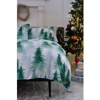 Deyongs Christmas Tree Duvet Set Single Size Green Cotton - Size Single