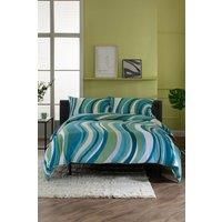 Deyongs Smith Wave Cotton Green Printed Piped Reversible Duvet Set