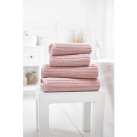 Deyongs Soft Ribbed Zero Twist 100% Cotton Rialto Towels 480gsm in Pink | Size: Bath Towel