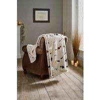 Deyongs Mixed Breeds Dogs Cuddly Sherpa Fleece Throw 140cm x 180cm Natural with Sherpa Reverse