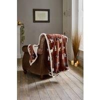 Deyongs Kitty Cat Breeds Cuddly Sherpa Fleece Throw 140cm x 180cm Brick Red with Sherpa Reverse