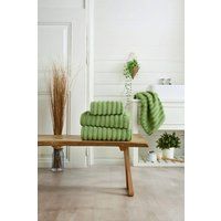 The Lyndon Company Hamilton Ribbed Absorbent Cotton Bathroom Towels in Light Green | Size: Hand Towel