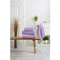 The Lyndon Company Hamilton Ribbed Absorbent Cotton Bathroom Towels in Pale Lilac | Size: Bath Towel