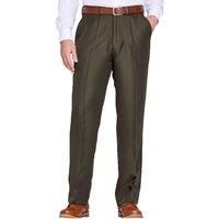 Chums Men's Smart Casual Formal Trousers With Hidden Elasticated Waist in Dark Olive | Size: 34R