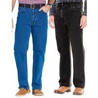 Mens Denim Jeans In Pack Of 2 Stretch Fabric Side Elasticated Waistband Stonewas