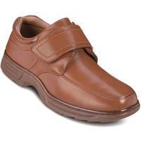 Cushion Walk Mens Touch Fasten Wide Fit Shoe with Gel Pad Tan 9 UK
