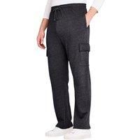 Pegasus Men's Soft & Comfortable Lounge Fleece Jogging Bottoms With Cargo Pockets in Black | Size: 48R