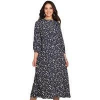 Ladies 3/4 Sleeve Front Gathered Print Viscose Crepe Dress by Amber