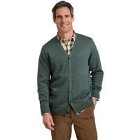 Mens Wool Blend Cardigan 6 Button Fastening & 2 Patch Pockets Chunky Knit for