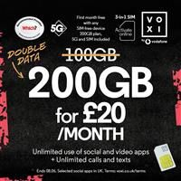 VOXI Pay As You Go 30 Day Plan 45GB £20 SIM Card | Endless Calls | Social Media