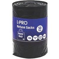 L-PRO Black Bin Liners 70Ltr 50 Pack (3859F)