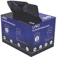 L-PRO Black Tie Handle Refuse Sacks/Bin Liners in Dispenser Box 100Ltr 75 Pack (129FH)
