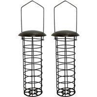 Gardelle Hanging Fatball Bird Feeder For Gardelle Metal Bird Feeding Stations set Of 2 , Brown