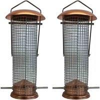 Gardelle 2 X Copper Style Hanging Bird Nut Feeder, Gold