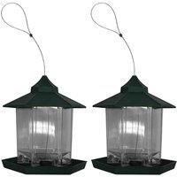 Gardelle Green Chalet Bird Seed & Nut Feeders set Of 2 , Green