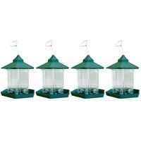 Gardelle Green Chalet Bird Seed & Nut Feeders set Of 4 , Green