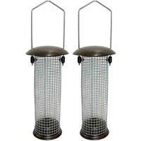 Gardelle Hanging Nut Bird Feeders set Of 2 , Brown