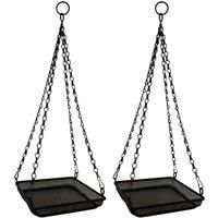 Gardelle Hanging Metal Bird Seed & Nut Feeder Tray pack Of 2 , Black