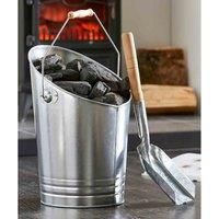 Harewood International Inglenook Galvanised Coal Bucket With Wooden Handle Galvanised Shovel