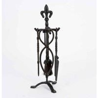 Inglenook_Fireside Fleur De Lys All Black Metal Companion Set 53X19Cm, Black