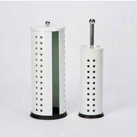 Highlands Homeware Toilet Brush And Roll Holder Set 2 White Colour 27X10X10Cm, White