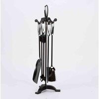 Inglenook 5 Piece Black And Chrome Fireset With Oval Handles