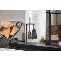 Inglenook FIRE151 2pc Hearth Set Black With Stainless Steel Handle 37x16cm